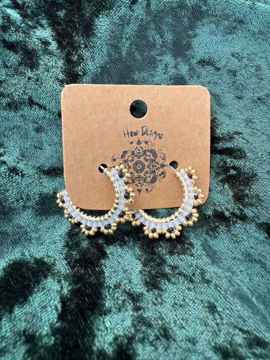 Black & Gold Daisy Hoops