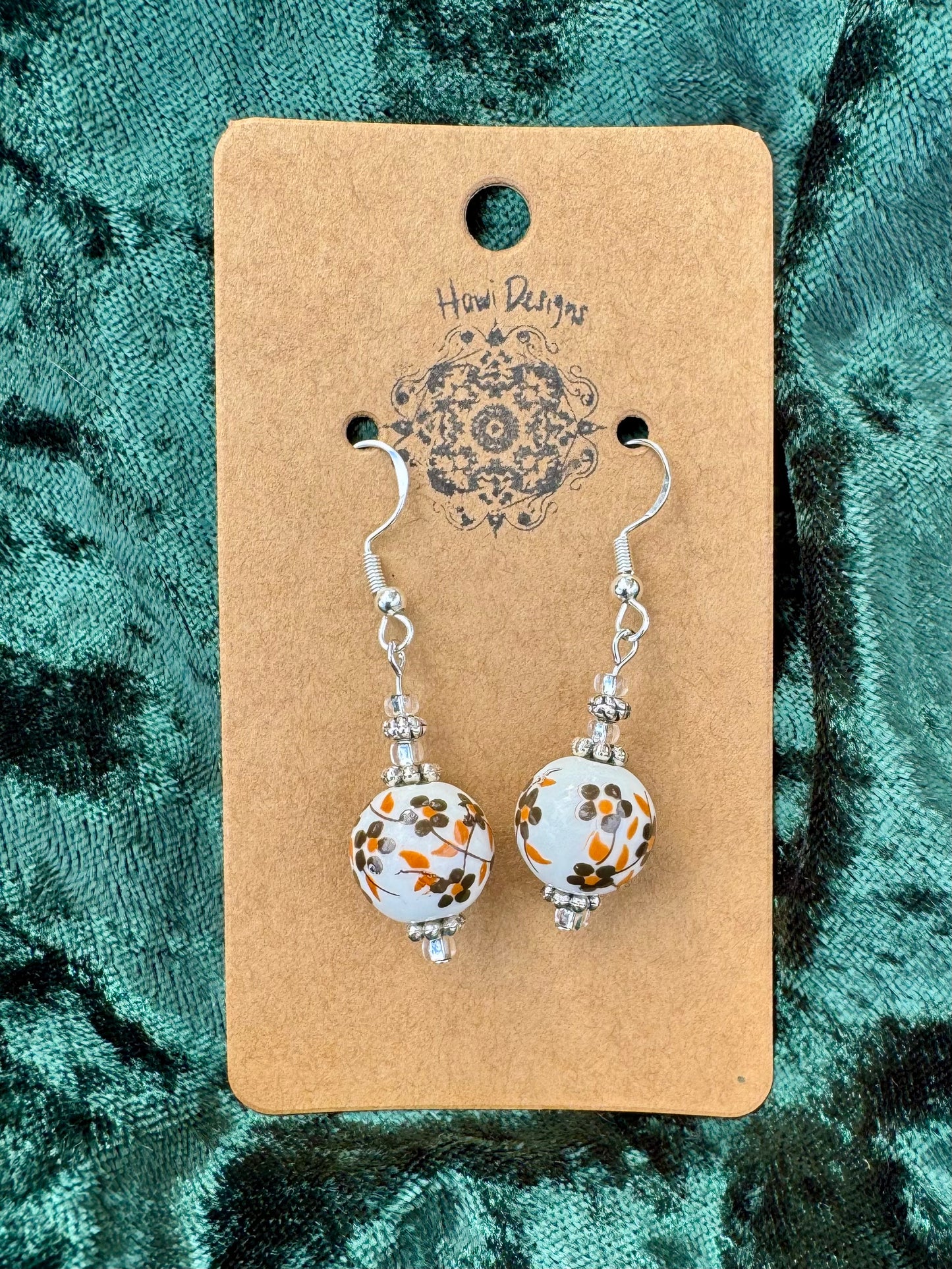 Orange & Brown Floral Earrings