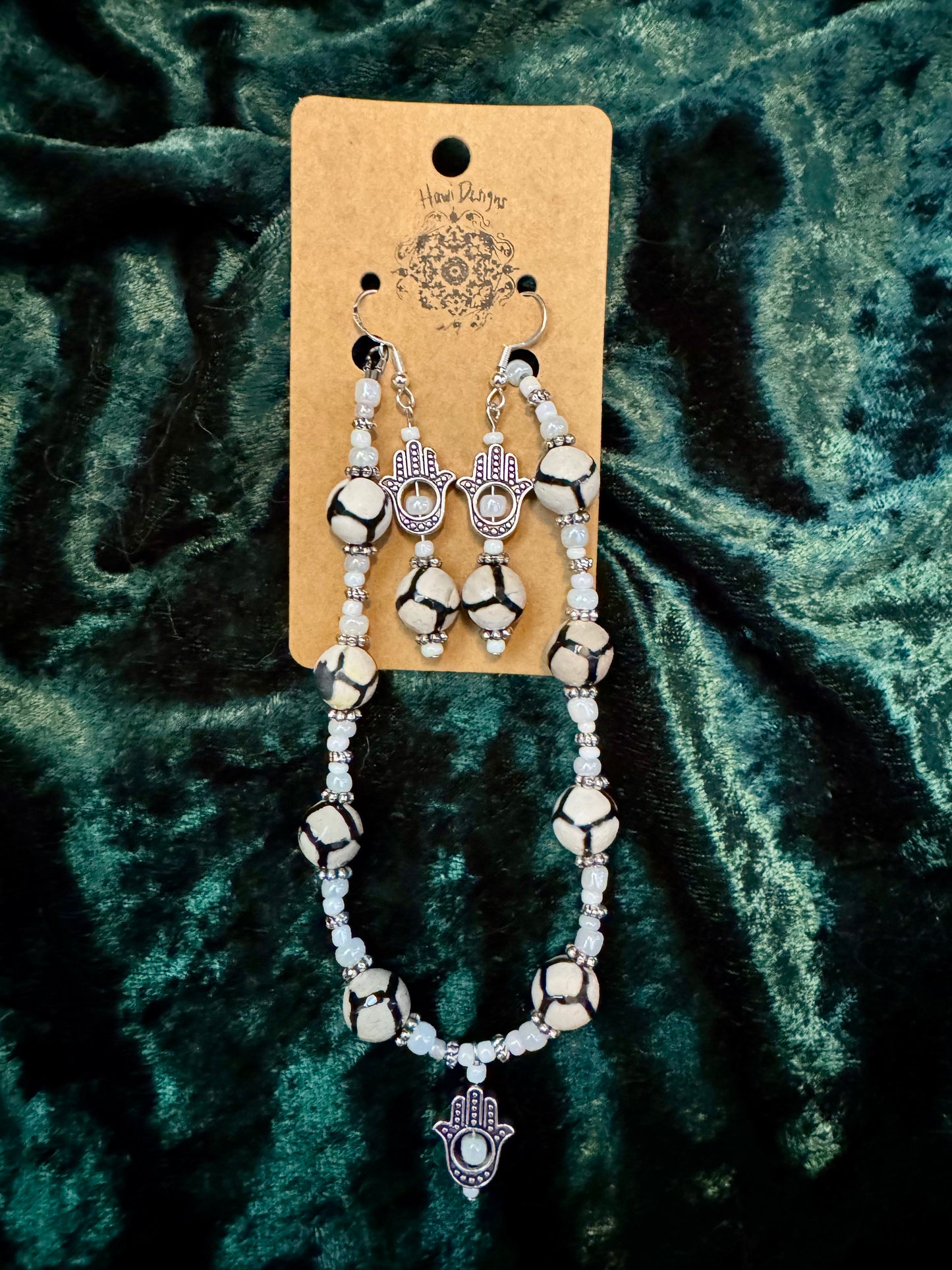 Hamsa Bracelet and Earrings Set