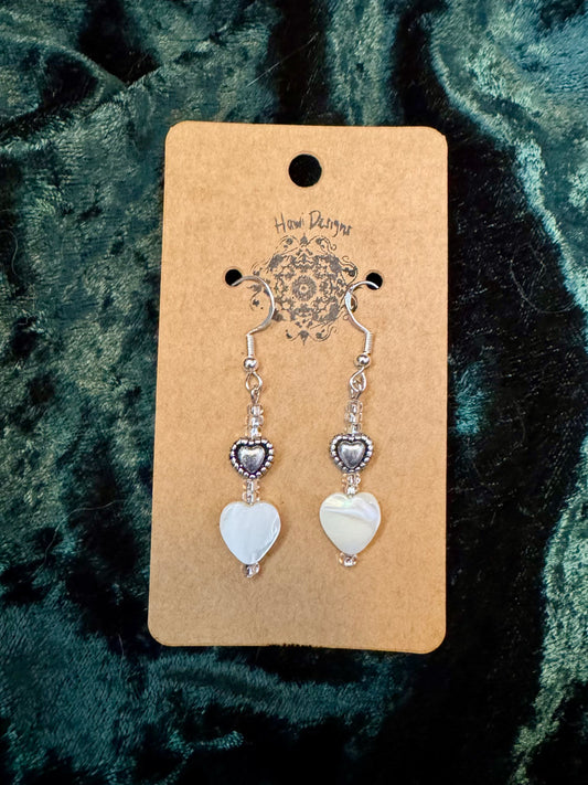 Mother of Pearl Heart Earrings